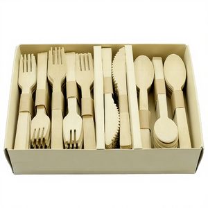 Le posate di bambù usa e getta Eco Friendly di fabbrica includono coltello e forchetta per il viaggio in campeggio da asporto - Product Image 5