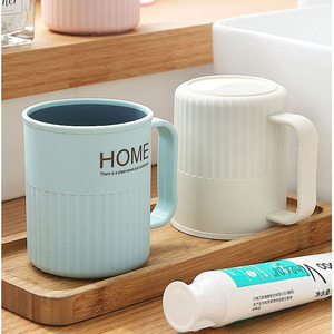 Vaso de enjuague bucal bicolor para exportación, vaso sencillo para cepillos de dientes y enjuague bucal para el hogar, vaso sencillo para cepillos de dientes para parejas, con diseño de bloques de color - Product Image 4