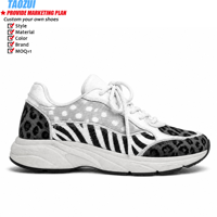 Chaussures de course pour hommes en gros, personnalisables avec logo, imprimé animal (léopard, zèbre), style chunky, tendance, respirantes, confortables et durables