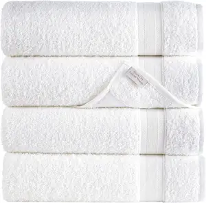 Pabrik grosir kustom hotel katun putih handuk mandi kustom ekstra besar 70*140cm handuk mandi super lembut dengan logo