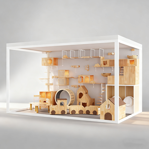 Oversized Factory Price Buy One Get One Free cat Villa Premium Custom <strong>Wooden</strong> Cat Breeding <strong>House</strong> Cage - Product Image 1
