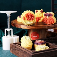 Moule à gâteau de lune de mi-automne, type presse manuelle, usage domestique, antiadhésif, pour gâteau de haricot mungo, outil d'impression 50g 75g 100g