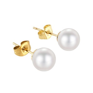 Zogxin Stud Earrings 18K Stainless Steel Pearl Zircon Ball Geometric Design For Women Gift Jewelry - Product Image 5
