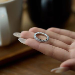 Dylam Classic Design Fine Jewelry Rhodium Plated S925 <b>Silver</b> <b>Eternity</b> Band Triangle 5A Zirconia Wedding Bridal <b>Rings</b> for Women - Product Image 5