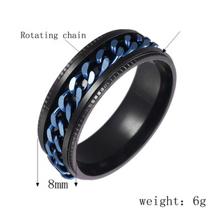 Großhandel Mode 8mm Edelstahl Drehbarer Anti-Stress-Ring Bunter Herren- und Damenschmuck Punk Spinner Kettenringe - Product Image 4