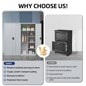 Armadietto Guardaroba Robusto in Metallo d'Acciaio dal Design Moderno con Asta Appendiabiti e Serratura per Dipendenti, Sala da Pranzo, Soggiorno - Product Image 4