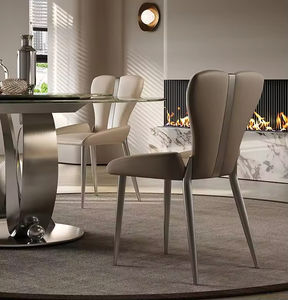 Chaise de salle à manger en cuir de style <span class=keywords><strong>scandinave</strong></span> moderne et minimaliste, chaise de salle à manger de luxe pour la maison - Product Image 3