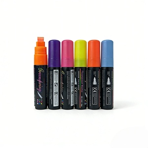 Juego de Marcadores de <span class=keywords><strong>Tiza</strong></span> Líquida de Nailon Blanco de 10 mm, 12 Colores, Borrado en Seco y Húmedo, para Pizarra Blanca, Pizarra Negra y Vidrio - Product Image 5