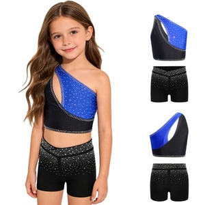 Completo da Danza per Ragazze 6-16 Anni, Top Corto con <span class=keywords><strong>Pantaloncini</strong></span> per Pattinaggio Artistico, Ginnastica, Danza Lirica, Costume per Esibizioni sul Palco - Product Image 3