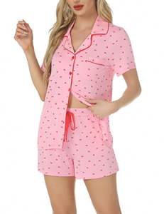 Conjunto de Pijama de Dos Piezas para <span class=keywords><strong>Mujer</strong></span>, Diseño Nuevo, Estampado, Modal, para Estar en Casa, con Solapa y Manga Corta - Product Image 3