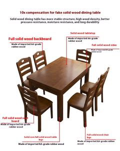Ensemble table à manger moderne et simple en bois massif pour 4 à 6 personnes petits meubles de maison rectangulaires-pour hôtels - Product Image 6