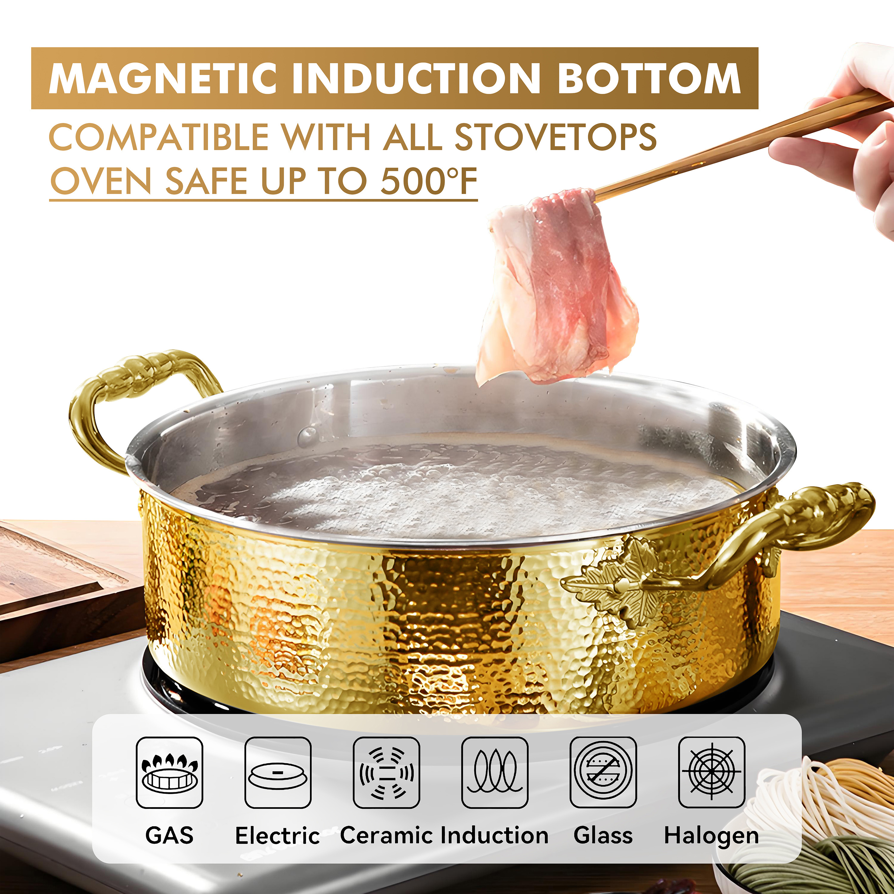 YIYIAN Modern Kitchenware Luxury Stainless Steel 304 Hot Pot 3 Layers Steel Cooking Pot Kitchen Cookware Set with Metal Lid · image 4
