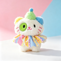 OEM ODM Personnalisé Adorable Chaton Clown aux Yeux Étranges de Cirque, Breloque en Peluche, Pendentif de Sac, Porte-clés, Accessoire de Poupée, Vente en Gros