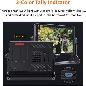 Moniteur <span class=keywords><strong>de</strong></span> terrain pour appareil photo reflex numérique FEELWORLD LUT11S 10,1 pouces ultra lumineux 2000 nit, <span class=keywords><strong>écran</strong></span> tactile, 3G-SDI, 4K HDMI, alimentation externe F970 - Product Image 2