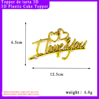 Fabrikpreis 3D Plastik 'I Love You' Kuchenaufsatz Herz Kursivschrift Valentinstag Kuchendekoration Romantische Hochzeitstag Jubiläumsdekoration