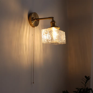 Appliques murales <span class=keywords><strong>LED</strong></span> rétro en verre cuivre de style japonais <span class=keywords><strong>pour</strong></span> chambre à coucher salle de bain <span class=keywords><strong>dressing</strong></span> avec interrupteur à tirette - Product Image 4