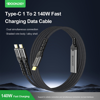 Câble de charge rapide Type-C 2-en-1 PD 140W pour téléphone portable et ordinateur portable avec construction en alliage d'aluminium et en nylon tressé