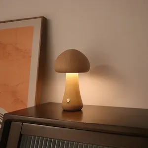 3D الاطفال لمبة طاولة خشبية USB قابلة للشحن ليلة ضوء الفطر Led لمبة مكتب ل ديكور غرفة نوم