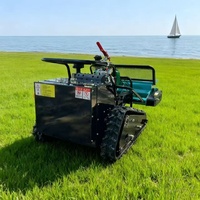 Mesin Pemotong Rumput Robot Tenaga Diesel 4-Tak Tipe Flail, Kendali Jarak Jauh, Kelas Industri, DIY, Self Propelled, Zero Rotation