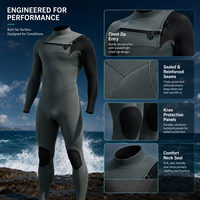 Combinaison de surf en néoprène SCR 3 mm avec fermeture éclair sur la poitrine et genouillères renforcées, fabriquée en usine OEM