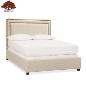 Tessuto di lino da letto alto trapuntato in stile europeo in rovere massello Design moderno tappezzeria matrimoniale King Queen Bed