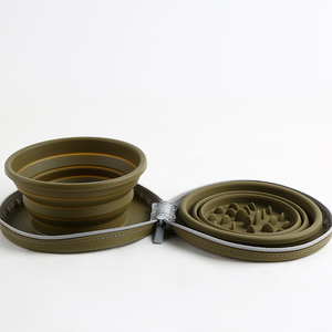 Gamelle de voyage pliable pour chien à alimentation lente, double gamelle en silicone pour animaux de compagnie, produit promotionnel - Product Image 4