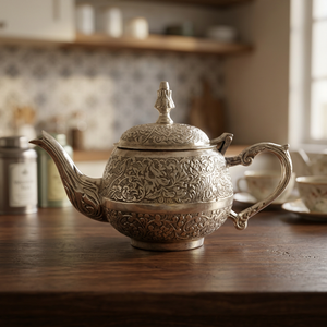 Théière vintage en métal avec couvercle et poignée, pot à eau décoratif, bouilloire - Product Image 6