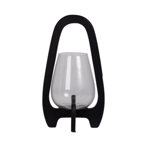 Portacandele in vetro con cornice nera e vetro trasparente per centrotavola o decorazione del soggiorno - Product Image 3