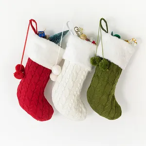 1PC Xmas Stocking Decorative Pendant Lovely Tree Ornament Gift Bag Christmas Wool Socks