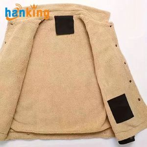 Nouvelles vestes d'automne et d'hiver pour hommes, rembourrées en coton, élégantes, décontractées, couleur unie, coupe-vent, en denim, col à revers, manteau épais et chaud - Product Image 6