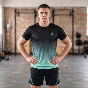 Conjuntos <span class=keywords><strong>de</strong></span> Camiseta y Pantalones Cortos Deportivos <span class=keywords><strong>de</strong></span> Secado Rápido, Transpirables y que Absorben el Sudor, para Correr, Gimnasio y Entrenamiento en Campo, Venta al Por Mayor, Alta Calidad - Product Image 3
