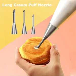 Baking Tools Supplier Kitchen Home 3pcs Piping Puff Decoration 304 Stainless Steel Pastry nozzles piping tips Cake tool Supplier