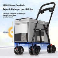 Carrito de Paseo para Mascotas con Ruedas Reforzadas Resistentes al Desgaste, Portavasos Integrado y Diseño Plegable Fácil para Paseos Diarios