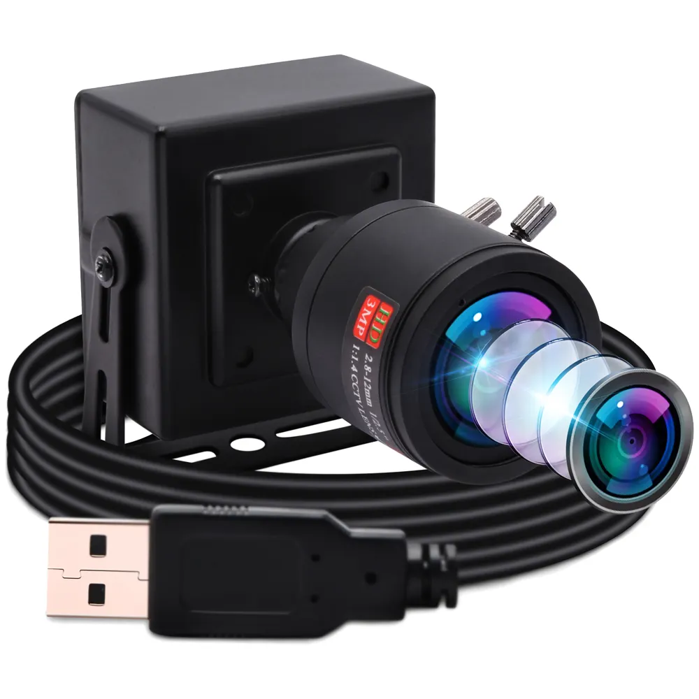 PEL 2MP 1080P HD OV4689 Capteur 260FPS Haute Vitesse USB Caméra avec 2.8-12mm Objectif à Mise Au Point Manuelle UVC Caméra USB avec Mini Boîtier En Métal