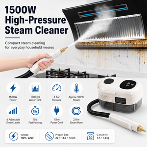 เครื่องทำความสะอาดไอน้ำแบบพกพา PTC-SC-001 กำลังไฟ 1500 วัตต์ แรงดันสูง หัวฉีดหลากหลาย ใช้ได้ทั้งบ้าน รถยนต์ ห้องครัว เครื่องทำความสะอาดด้วยไอน้ำอุณหภูมิสูง - Product Image 1