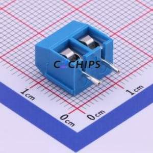 XY301V-A-5.0-2P Screw Terminal Block Through hole Component (THT),P=5mm Connector 1x2P 5mm Blue Through Hole - Product Image 1