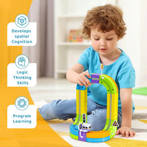 Circuit de construction 3D avec rails et signalisation, 140 pièces, train magique rechargeable par USB, jouets éducatifs - Product Image 5