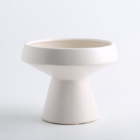 Vase à compote en céramique noir mat et blanc de style nordique, avec piétement, large ouverture, pour la décoration de table, les mariages et la maison