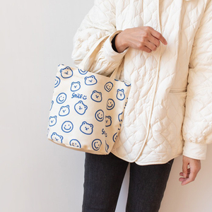 Biểu tượng tùy chỉnh vải mini Túi quảng cáo mua sắm quà tặng bao bì nhỏ bông vải Tote Túi cho với đáy tròn Hộp Ăn Trưa - Product Image 5