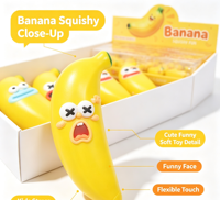Jouet banane géant souple et extensible en TPR, avec visage amusant, anti-stress, jouet sensoriel pour cadeaux de fête