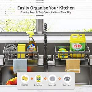Escurridor <span class=keywords><strong>de</strong></span> Fregadero Resistente <span class=keywords><strong>de</strong></span> Acero al Carbono, Cesta <span class=keywords><strong>de</strong></span> Almacenamiento Metálica para Utensilios <span class=keywords><strong>de</strong></span> Cocina, Kit <span class=keywords><strong>de</strong></span> Limpieza para Hogar, Hotel y Baño - Product Image 3