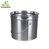 Seau hermétique de 4 L en métal de qualité alimentaire avec couvercle à bouchon, facile à transporter pour la peinture