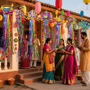 8 шт. Diwali & <span class=keywords><strong>Ganesh</strong></span> Chaturthi уличные украшения с кисточками Diwali Yard подвесные знаки 3,3 футов индийский праздничный Декор - Product Image 4