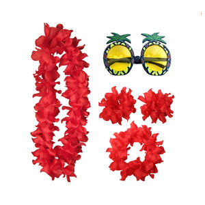 5 pezzi fiore hawaiano Leis LuauS fascia tropicale fiore corona ghirlanda braccialetti occhiali donna collana floreale bracciali - Product Image 3