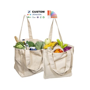 Sac de courses personnalisé en toile de coton bio lavable avec ceinture de transport intégrée pour aliments et légumes - Product Image 1
