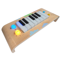 Clavier électronique en bois courbé pour enfants, piano en bois pour l'éveil musical avec lumière de guidage, fonction d'enregistrement et de lecture