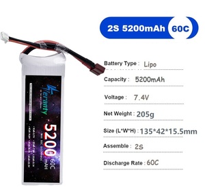 2S 7.4V 5200mAh 60C แบตเตอรี่พร้อมปลั๊ก XT60/XT90/T สำหรับโดรนแข่ง RC ควอดคอปเตอร์อะไหล่ชาร์จได้ - Product Image 2