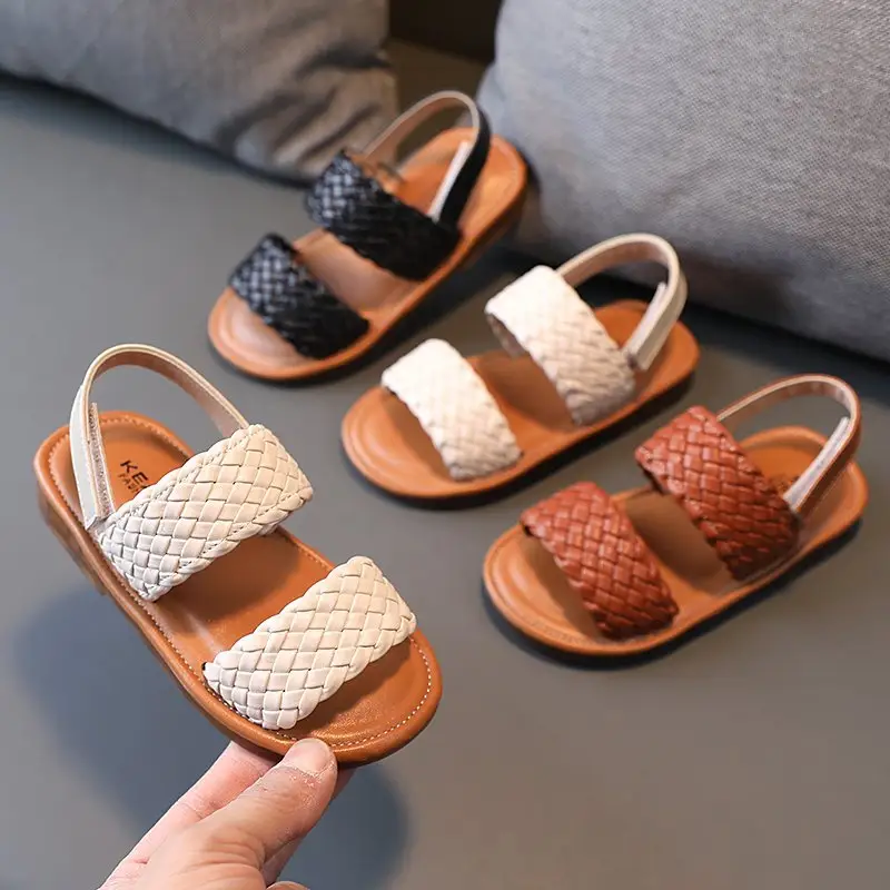 Summer Fashion Children Sandals Non-slip Kids Fashion Soft Soled Weave Fancy Beach Kids Sandals Vintage Casual Roman Shoes