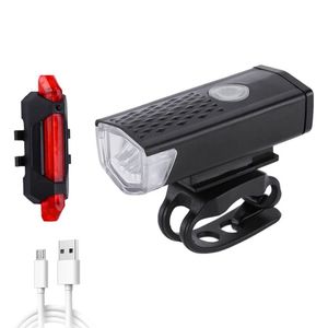 Juego de luces de bicicleta recargables por USB, luz delantera impermeable con luz trasera, luces nocturnas, 3 modos, iluminación de bicicleta fácil de instalar - Product Image 1