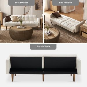 Sofá de tela de futón moderno de mediados de siglo, sofá Boucle, <span class=keywords><strong>cama</strong></span> para sala de estar y dormitorio, venta al por mayor - Product Image 4